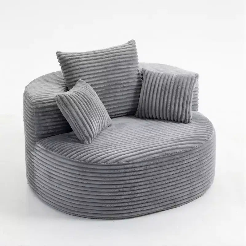 GDFStudio Seungho Modern 46 Single Seater Compressed Corduroy Upholstered Sofa with 3 Lumbar Pillows
