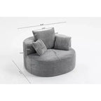 GDFStudio Seungho Modern 46 Single Seater Compressed Corduroy Upholstered Sofa with 3 Lumbar Pillows