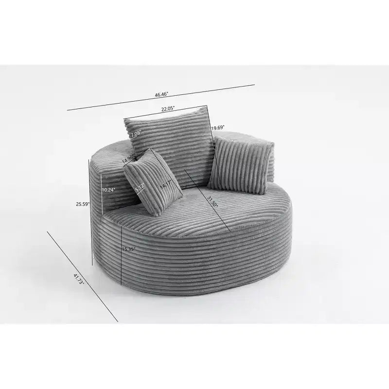 GDFStudio Seungho Modern 46 Single Seater Compressed Corduroy Upholstered Sofa with 3 Lumbar Pillows