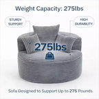 GDFStudio Seungho Modern 46 Single Seater Compressed Corduroy Upholstered Sofa with 3 Lumbar Pillows