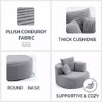 GDFStudio Seungho Modern 46 Single Seater Compressed Corduroy Upholstered Sofa with 3 Lumbar Pillows