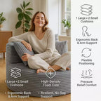 GDFStudio Seungho Modern 46 Single Seater Compressed Corduroy Upholstered Sofa with 3 Lumbar Pillows