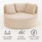 GDFStudio Seungho Modern 46 Single Seater Compressed Corduroy Upholstered Sofa with 3 Lumbar Pillows