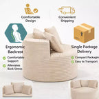 GDFStudio Seungho Modern 46 Single Seater Compressed Corduroy Upholstered Sofa with 3 Lumbar Pillows