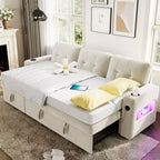 84 Convertible Sectional Sofa, L Shaped Couch with Pull Out Bed, Sleeper Sofa with Storage Chaise, Velvet Reversible Chaise Lounge for Living Room