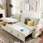 84 Convertible Sectional Sofa, L Shaped Couch with Pull Out Bed, Sleeper Sofa with Storage Chaise, Velvet Reversible Chaise Lounge for Living Room