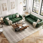 3 Seater Sofa, 83 Inch Wide Faux Leather Couch with Spring Cushion, Modern Loveseat with Deep Seats for Living Room Apartment