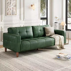 3 Seater Sofa, 83 Inch Wide Faux Leather Couch with Spring Cushion, Modern Loveseat with Deep Seats for Living Room Apartment