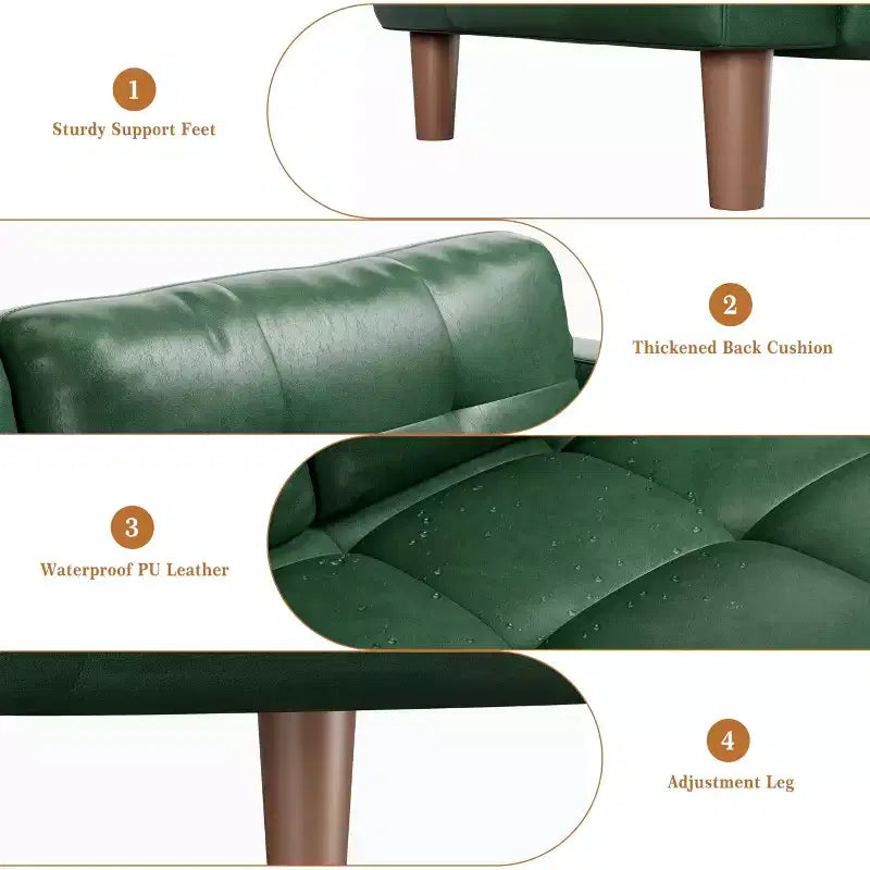 3 Seater Sofa, 83 Inch Wide Faux Leather Couch with Spring Cushion, Modern Loveseat with Deep Seats for Living Room Apartment