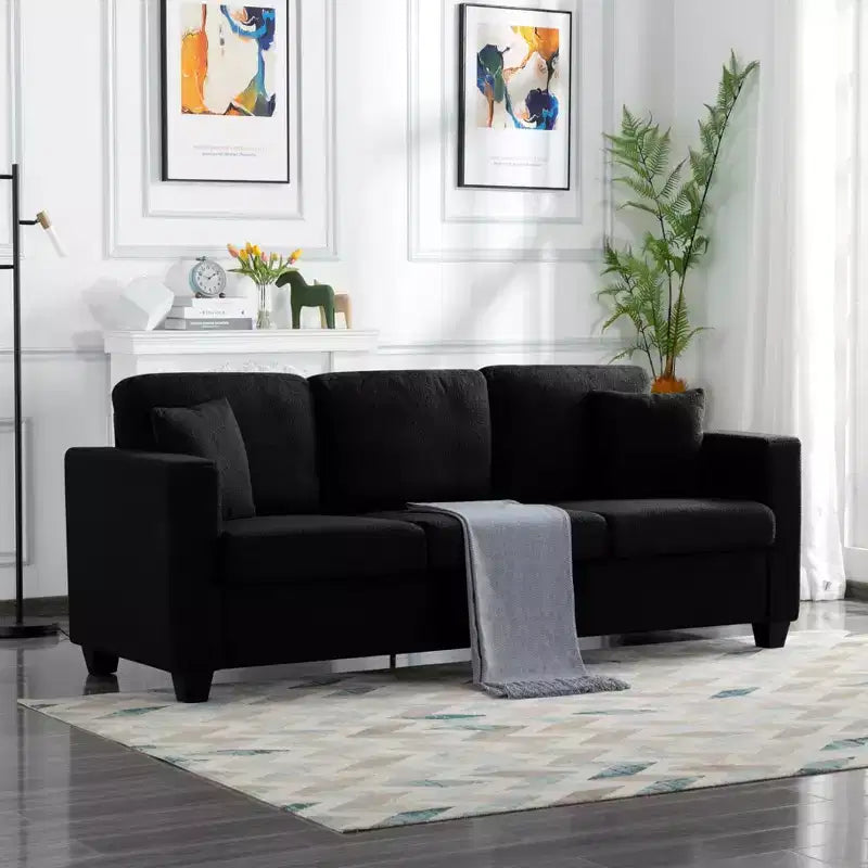 Canapé MAYEERTY 86.6 moderne en tissu Teddy - Assise extra large et profonde, housses amovibles et lavables, 2 coussins, 3 coloris
