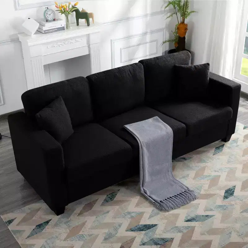 Canapé MAYEERTY 86.6 moderne en tissu Teddy - Assise extra large et profonde, housses amovibles et lavables, 2 coussins, 3 coloris