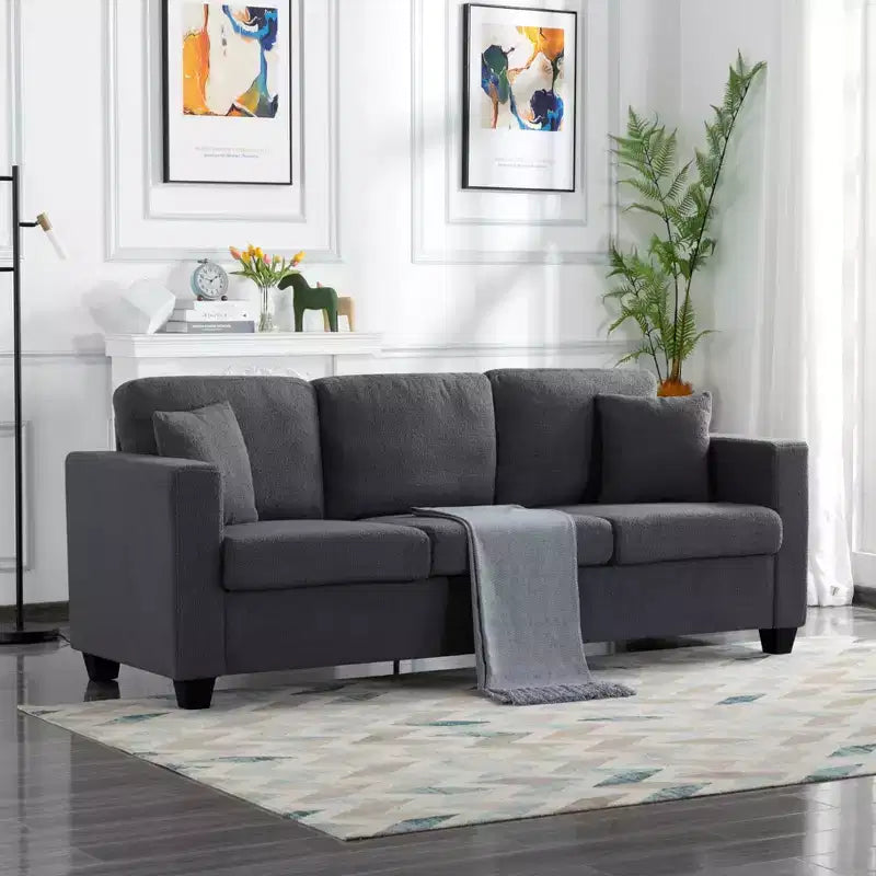 Canapé MAYEERTY 86.6 moderne en tissu Teddy - Assise extra large et profonde, housses amovibles et lavables, 2 coussins, 3 coloris