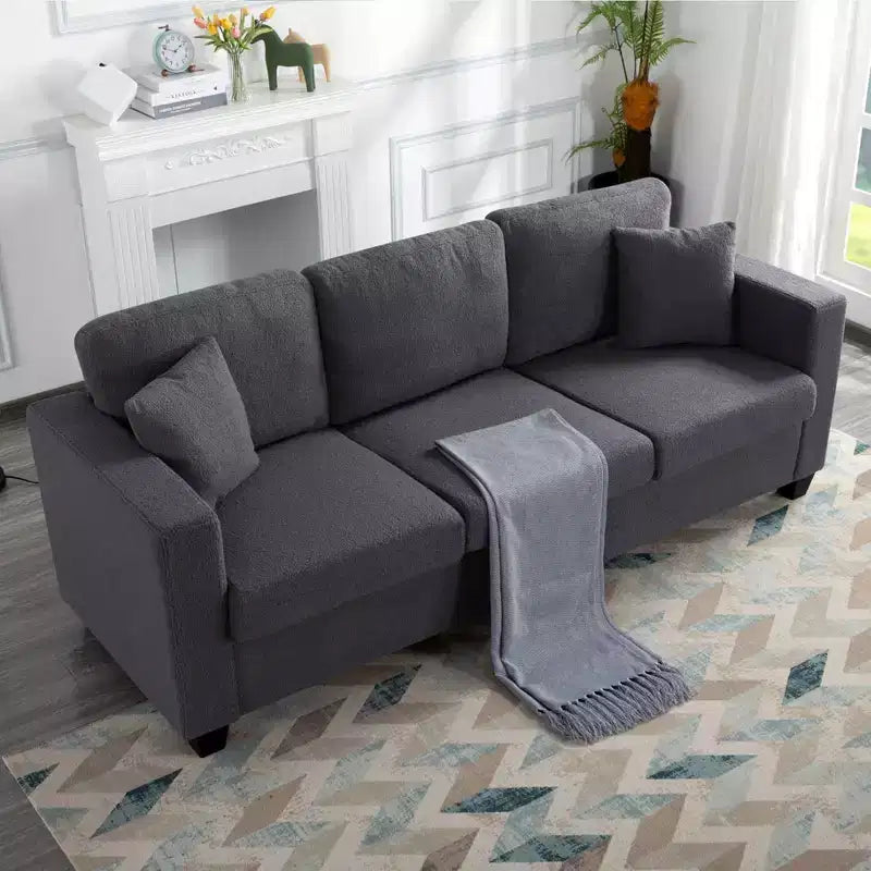 Canapé MAYEERTY 86.6 moderne en tissu Teddy - Assise extra large et profonde, housses amovibles et lavables, 2 coussins, 3 coloris
