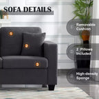 Canapé MAYEERTY 86.6 moderne en tissu Teddy - Assise extra large et profonde, housses amovibles et lavables, 2 coussins, 3 coloris