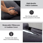 Canapé MAYEERTY 86.6 moderne en tissu Teddy - Assise extra large et profonde, housses amovibles et lavables, 2 coussins, 3 coloris