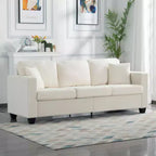 Canapé MAYEERTY 86.6 moderne en tissu Teddy - Assise extra large et profonde, housses amovibles et lavables, 2 coussins, 3 coloris