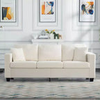 MAYEERTY 86.6 Modern Teddy Fabric Sofa - Extra Wide Deep Seat, Removable Washable Covers, 2 Pillows, 3 Colors