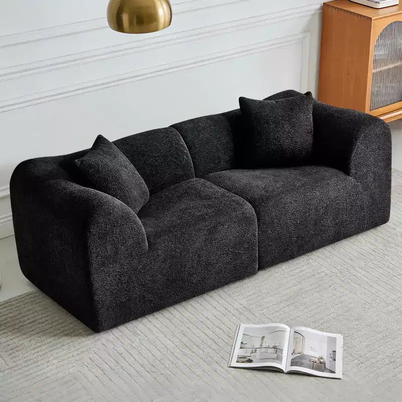 MAYEERTY 70 In 2 SeaterModern Velvet Loveseat Sofa with Throw Pillows Compact Space-Saving Couch