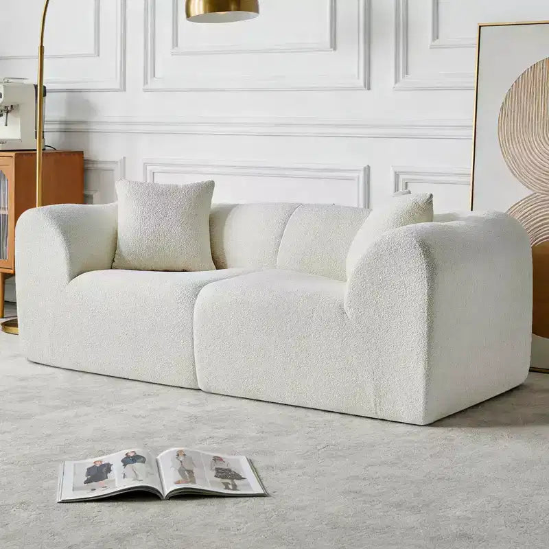 MAYEERTY 70 In 2 SeaterModern Velvet Loveseat Sofa with Throw Pillows Compact Space-Saving Couch