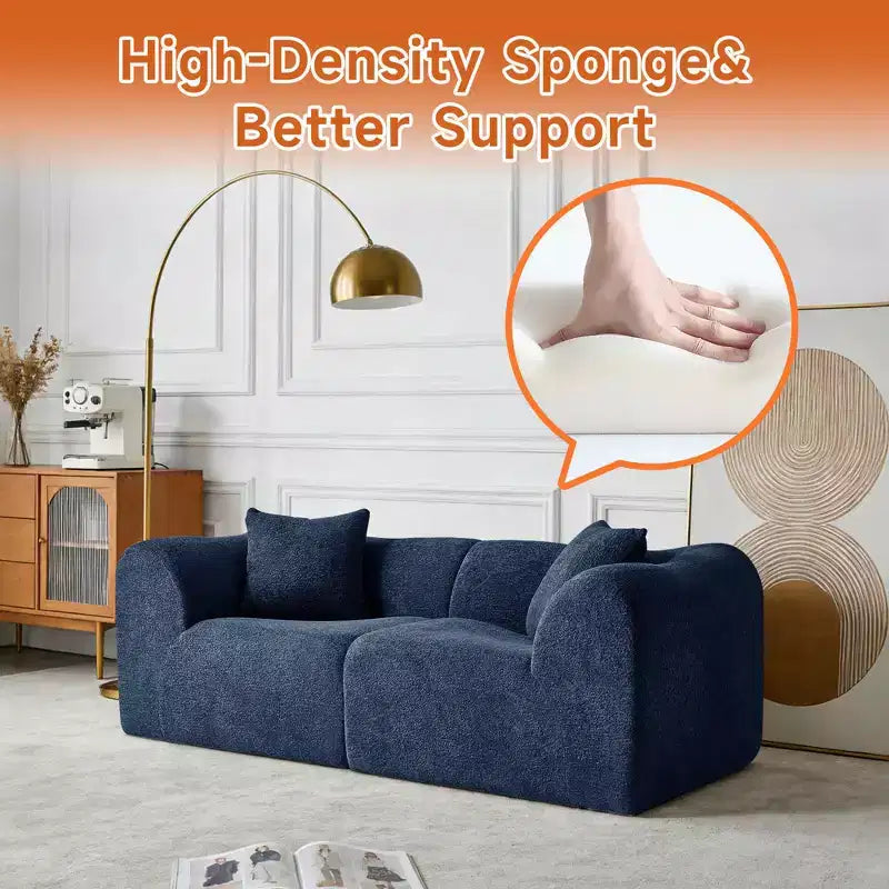 MAYEERTY 70 In 2 SeaterModern Velvet Loveseat Sofa with Throw Pillows Compact Space-Saving Couch