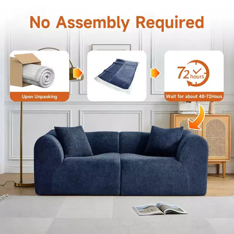 MAYEERTY 70 In 2 SeaterModern Velvet Loveseat Sofa with Throw Pillows Compact Space-Saving Couch