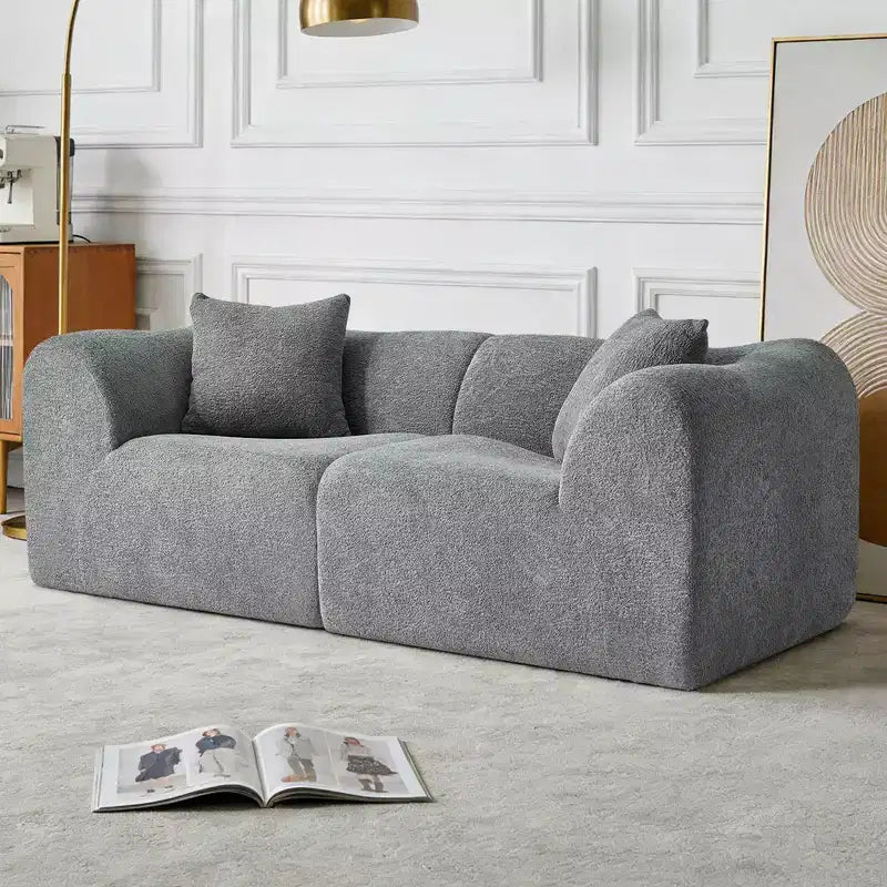 MAYEERTY 70 In 2 SeaterModern Velvet Loveseat Sofa with Throw Pillows Compact Space-Saving Couch