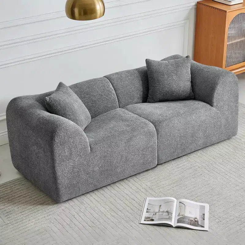 MAYEERTY 70 In 2 SeaterModern Velvet Loveseat Sofa with Throw Pillows Compact Space-Saving Couch