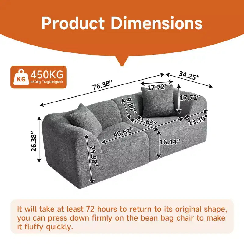 MAYEERTY 70 In 2 SeaterModern Velvet Loveseat Sofa with Throw Pillows Compact Space-Saving Couch