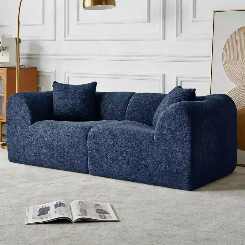 MAYEERTY 70 In 2 SeaterModern Velvet Loveseat Sofa with Throw Pillows Compact Space-Saving Couch