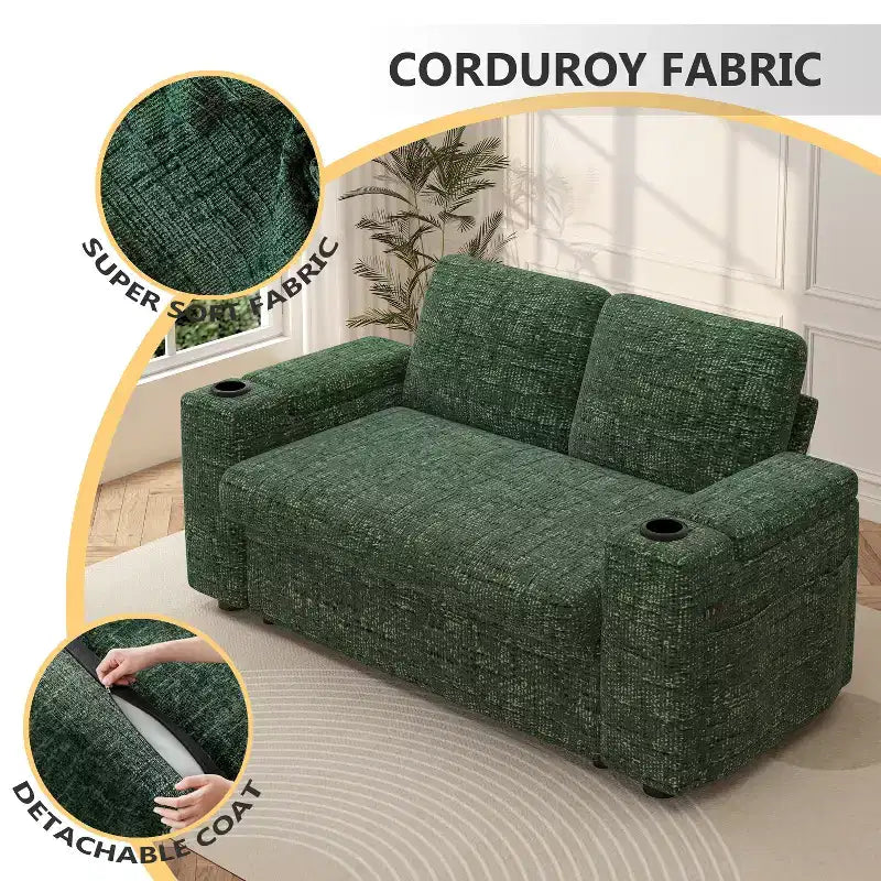 Dyonery 3 in 1 Sofa Bed,65.5 Inch Convertible Pull Out Couch,Loveseat Sleeper Sofa with Cup Holders/USB,Comfy Sofa Couches for Living Room,Bedroom