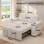 Dyonery 3 in 1 Sofa Bed,65.5 Inch Convertible Pull Out Couch,Loveseat Sleeper Sofa with Cup Holders/USB,Comfy Sofa Couches for Living Room,Bedroom