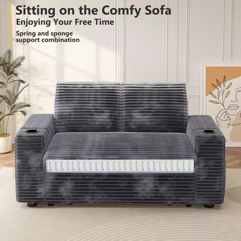 Dyonery 3 in 1 Sofa Bed,65.5 Inch Convertible Pull Out Couch,Loveseat Sleeper Sofa with Cup Holders/USB,Comfy Sofa Couches for Living Room,Bedroom