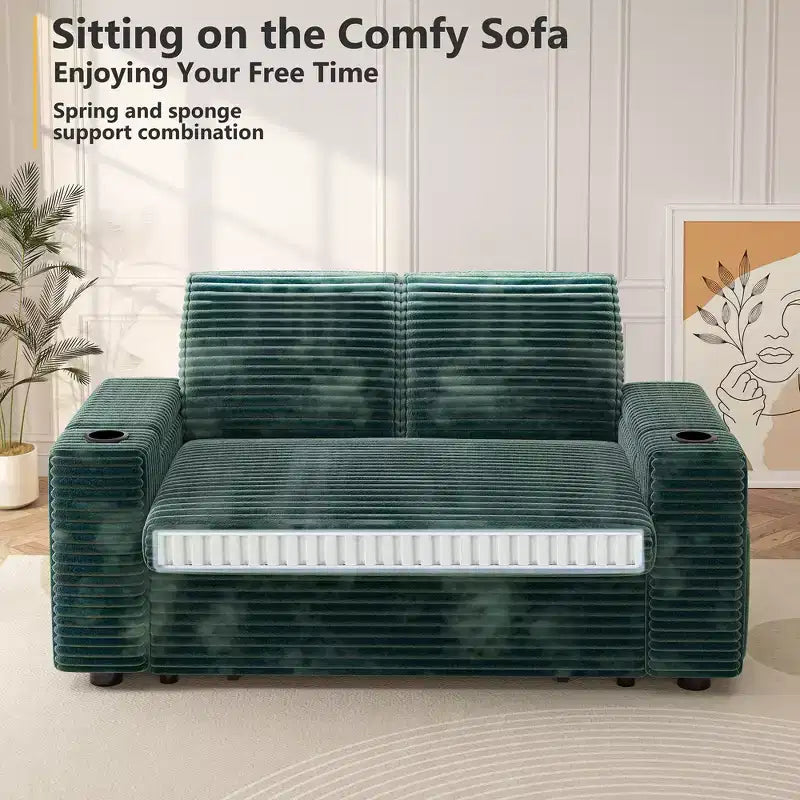 Dyonery 3 in 1 Sofa Bed,65.5 Inch Convertible Pull Out Couch,Loveseat Sleeper Sofa with Cup Holders/USB,Comfy Sofa Couches for Living Room,Bedroom