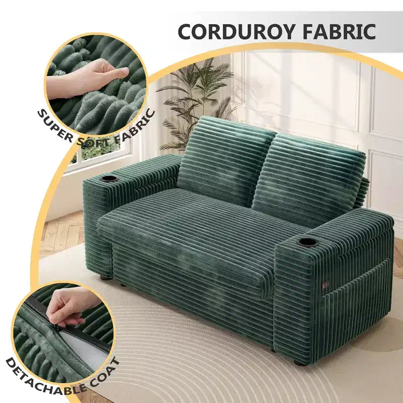 Dyonery 3 in 1 Sofa Bed,65.5 Inch Convertible Pull Out Couch,Loveseat Sleeper Sofa with Cup Holders/USB,Comfy Sofa Couches for Living Room,Bedroom
