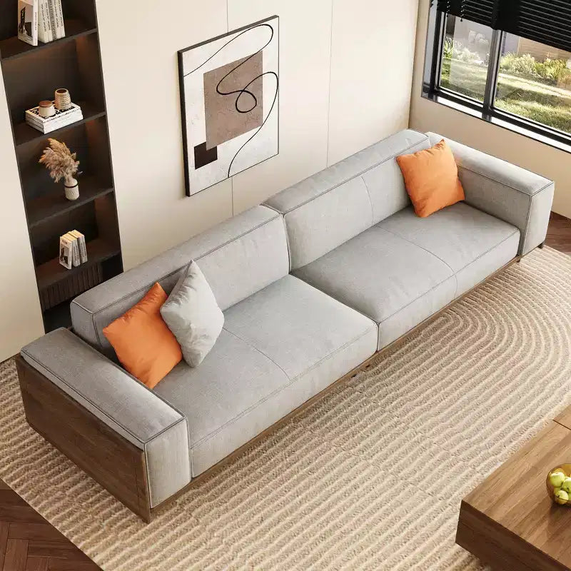 Luck Live Canapé de style moderne du milieu du siècle 283.99cm Canapé en coton adapté au salon, avec 3 oreillers/Gris et housse amovible