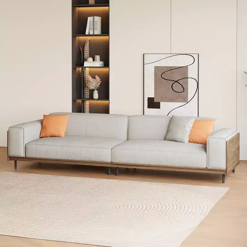 Luck Live Canapé de style moderne du milieu du siècle 283.99cm Canapé en coton adapté au salon, avec 3 oreillers/Gris et housse amovible