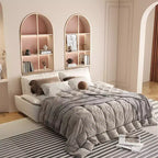 Canapé-lit convertible en velours FurnitureR, canapé-lit escamotable 3 places, canapé pliable 3 en 1 pour salon et appartement, beige