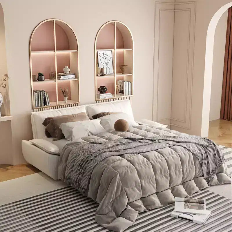 Canapé-lit convertible en velours FurnitureR, canapé-lit escamotable 3 places, canapé pliable 3 en 1 pour salon et appartement, beige