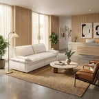 Canapé-lit convertible en velours FurnitureR, canapé-lit escamotable 3 places, canapé pliable 3 en 1 pour salon et appartement, beige