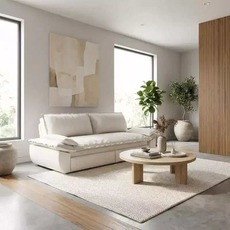 Canapé-lit convertible en velours FurnitureR, canapé-lit escamotable 3 places, canapé pliable 3 en 1 pour salon et appartement, beige
