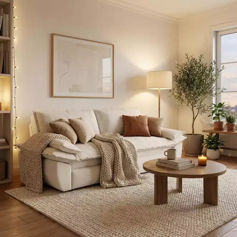 Canapé-lit convertible en velours FurnitureR, canapé-lit escamotable 3 places, canapé pliable 3 en 1 pour salon et appartement, beige