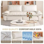 Canapé-lit convertible en velours FurnitureR, canapé-lit escamotable 3 places, canapé pliable 3 en 1 pour salon et appartement, beige