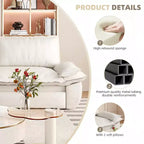 Canapé-lit convertible en velours FurnitureR, canapé-lit escamotable 3 places, canapé pliable 3 en 1 pour salon et appartement, beige