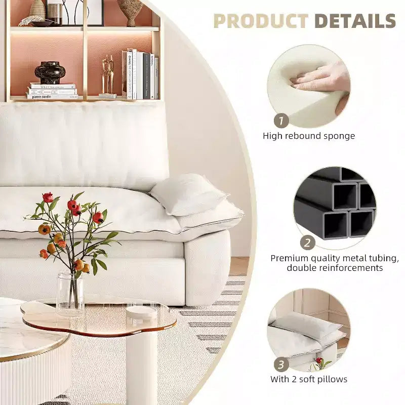 Canapé-lit convertible en velours FurnitureR, canapé-lit escamotable 3 places, canapé pliable 3 en 1 pour salon et appartement, beige