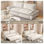 Canapé-lit convertible en velours FurnitureR, canapé-lit escamotable 3 places, canapé pliable 3 en 1 pour salon et appartement, beige