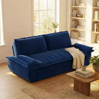 FurnitureR Velvet Convertible Sofa Bed, 3-Seater Pull-Out Sleeper Couch, 3-in-1 Foldable Sofa for Living Room Apartment, Blue