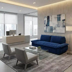 FurnitureR Velvet Convertible Sofa Bed, 3-Seater Pull-Out Sleeper Couch, 3-in-1 Foldable Sofa for Living Room Apartment, Blue