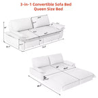 FurnitureR Velvet Convertible Sofa Bed, 3-Seater Pull-Out Sleeper Couch, 3-in-1 Foldable Sofa for Living Room Apartment, Blue