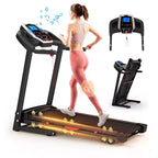 NAYSAYE Foldable Incline Treadmill, Portable Running Walking Jogging Machine with 12 Training Programs for Home Indoor Workout, Black, 50*26.4*46.5