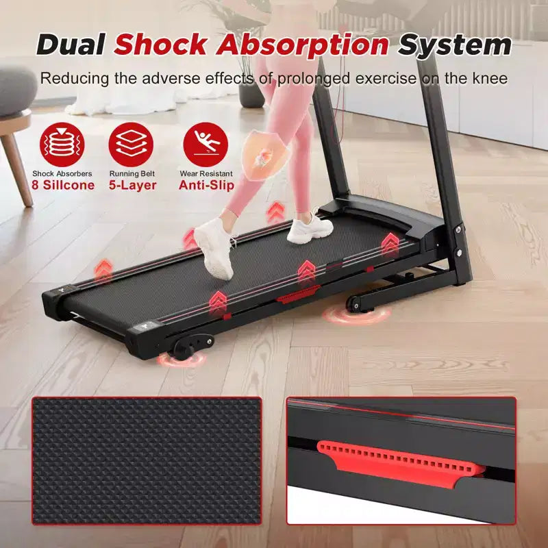 Tapis de course incliné pliable NAYSAYE, appareil de course à pied portable avec 12 programmes d'entraînement pour la maison et l'intérieur, noir, 50*26.4*46.5